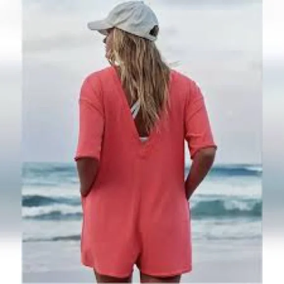 NWT Free People FP Movement Hot Shot Tee Romper |‎ XL | Electric Sunset - Picture 2 of 12